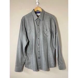Teddy Stratford Mens Zip-Fit Button Down Shirt Grey‎ Hidden Zipper Size 6 - XXL